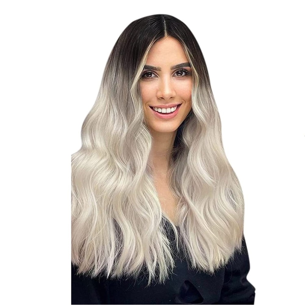 HUMAN HAIR 16” Remy Tape in Extensions Balayage Dark Brown-Platinum Blonde Ombre